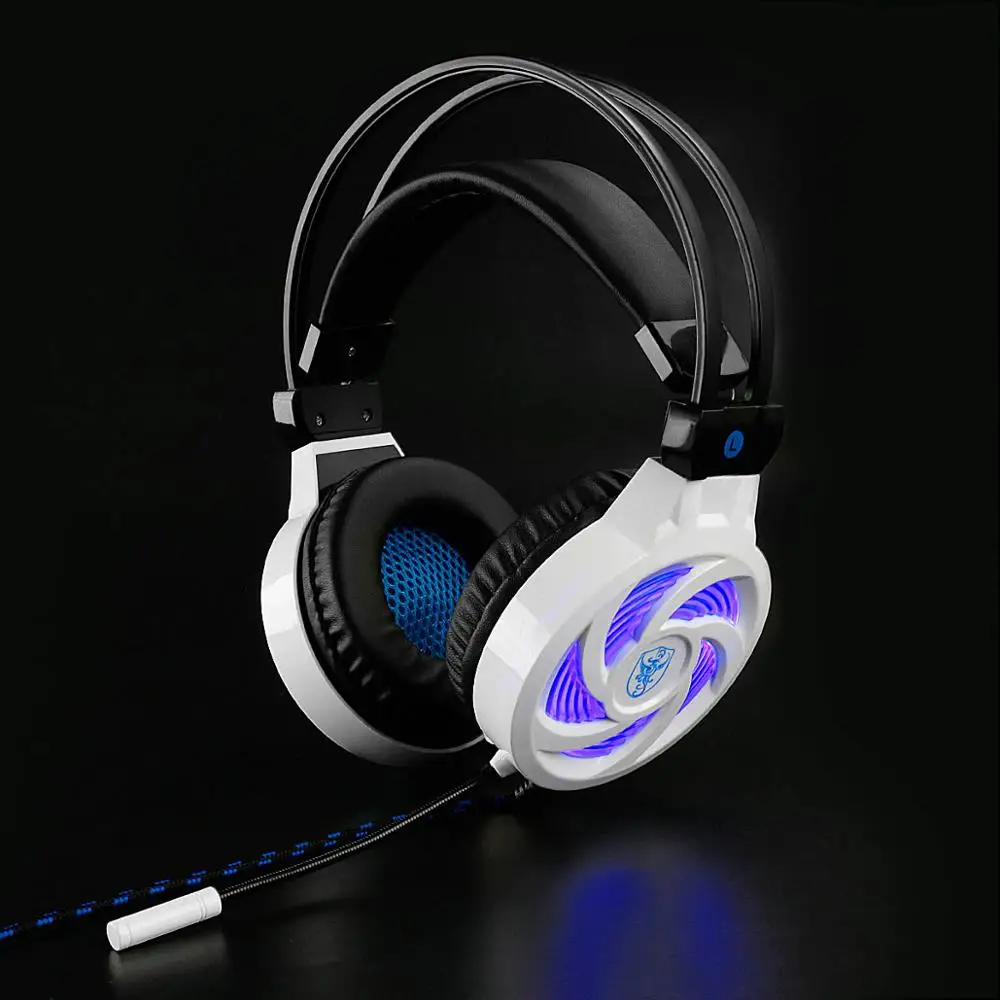 USB855 led white Soyto, USB, стерео игровая гарнитура, 7,1, Virtual Surround Bass, игровые наушники с микрофоном, светодиодный светильник для компьютера, ПК, геймера - Цвет: USB855 led white