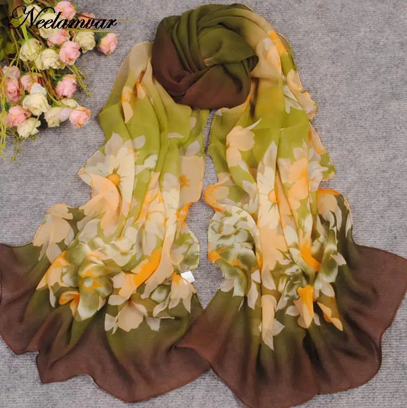 

Beauty flowers scarf women georgette chiffon oblong scarves winter dot pattern shawl thin long shawls cape cachecol wholesale