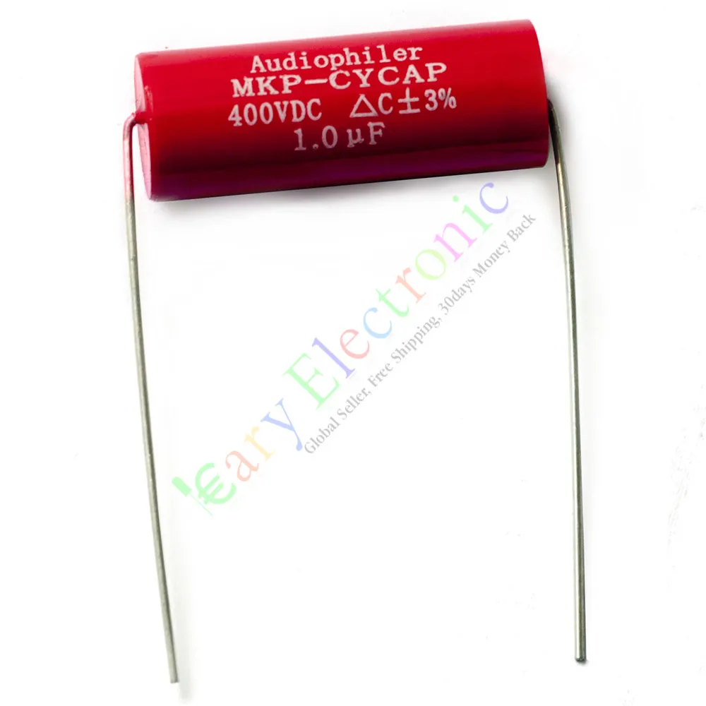 Wholesale and retail 100pc MKP 400V 1uf Red long copper leads Axial Electrolytic Capacitor audio amp free shipping |