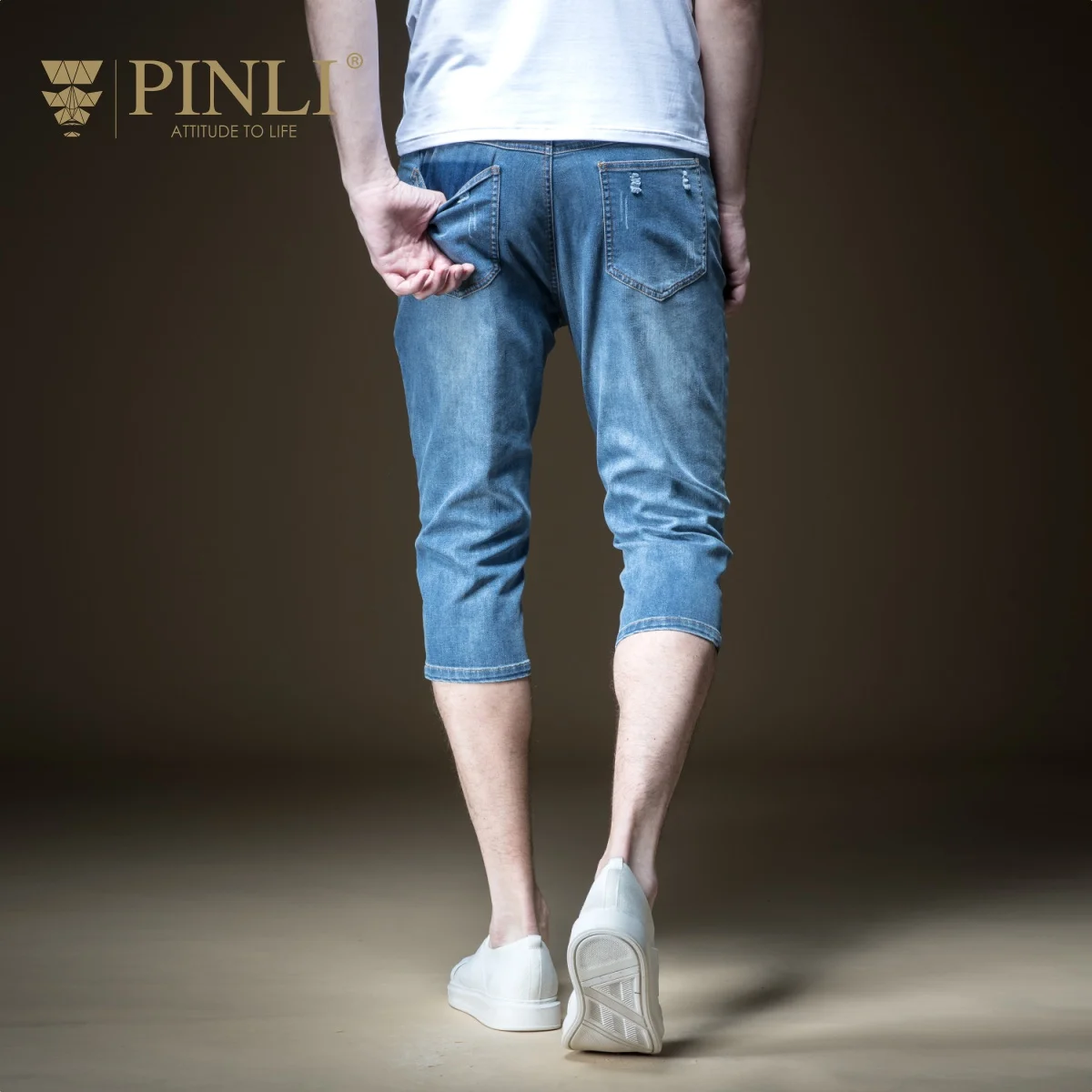 2019 Direct Selling Sale Jeans Men New Arrival Pinli Summer Men's Decoration Body Small Foot Hole Seven Points Tide B192516548 | Мужская