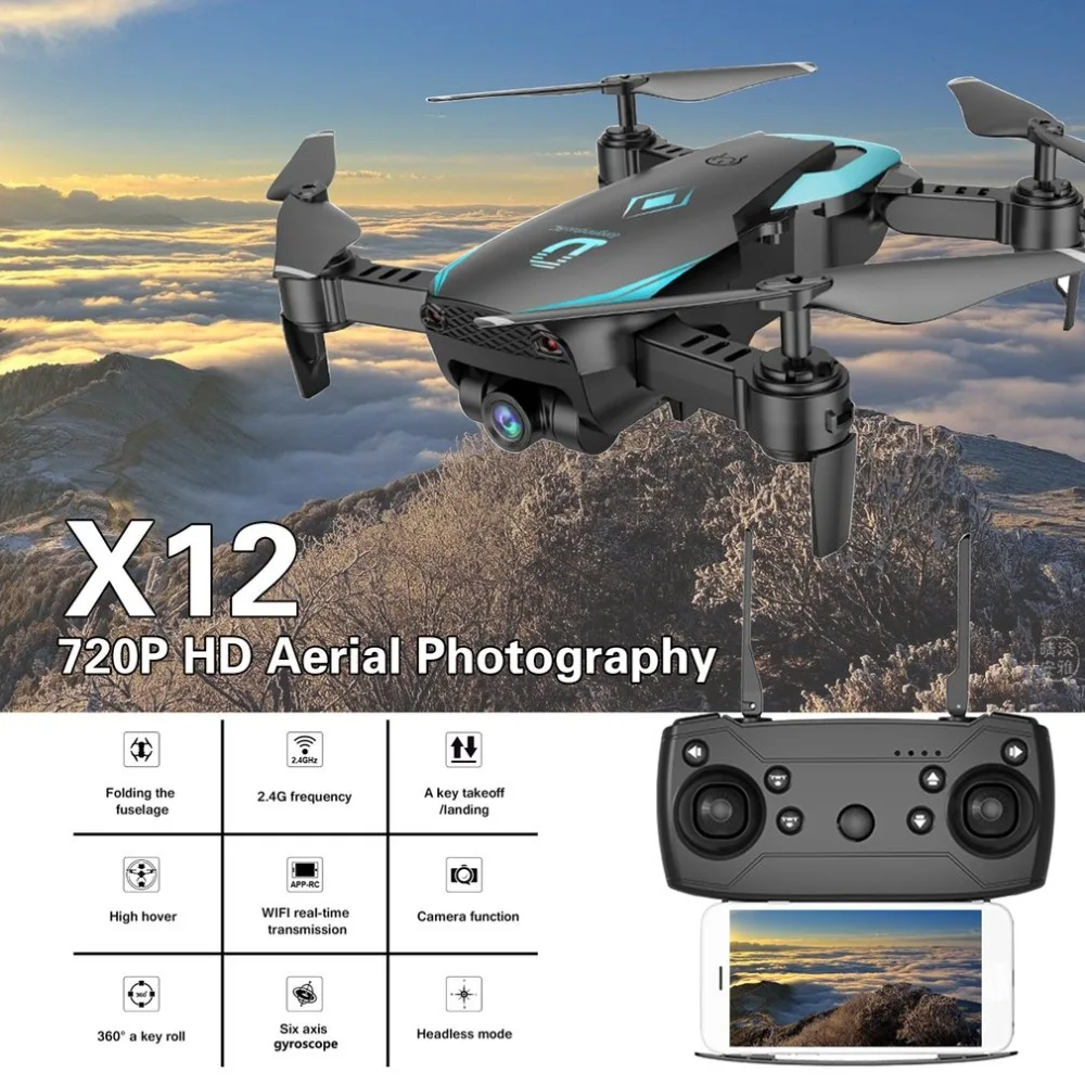 X12 4CH RC складной Дрон с 720 P камера HD мини Квадрокоптер высота Удержание с Wifi камера Безголовый режим 3D флип