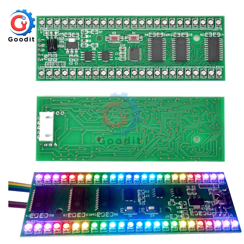 

RGB MCU Adjustable Display Pattern 24 LED VU Level Indicator Meter Dual Channel Module