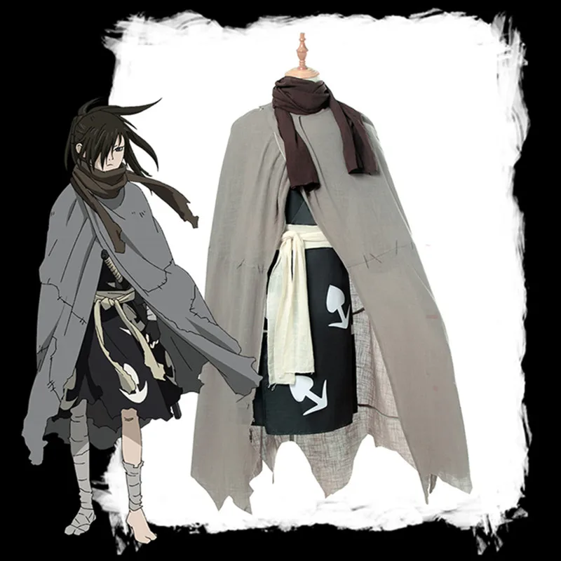 

Anime Dororo Hyakkimaru Cosplay Costume Kimono Ronin Halloween Men Cloak Costume Full Set