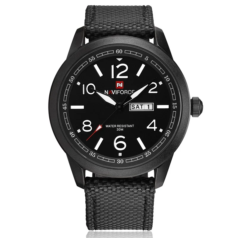 Black white Элитный бренд NAVIFORCE для спорта на открытом воздухе мужские часы Армейский Зеленый Военный Мужские кварцевые наручные часы с отображением недели модные деловые часы - Цвет: Black white