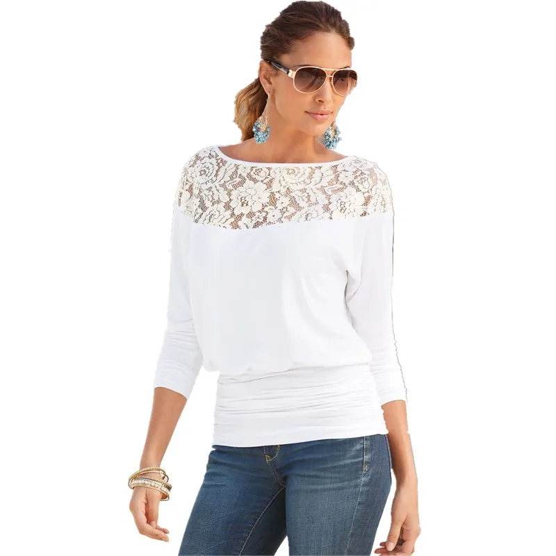 Новинка весны 2017 года пикантная кружевная блузка Для женщин топы Повседневное с