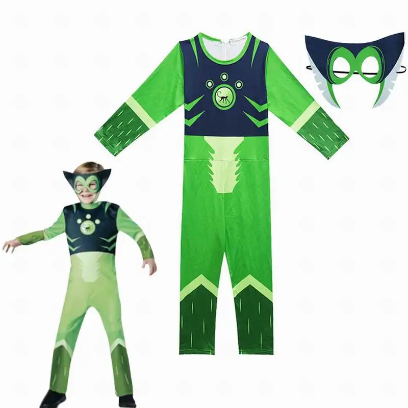 Green Wild Kratts Cosplay Costume Boy Jumpsuits&ampMask 2PCS Kids Halloween Fancy Dress Children Costumes Streetwear | Тематическая
