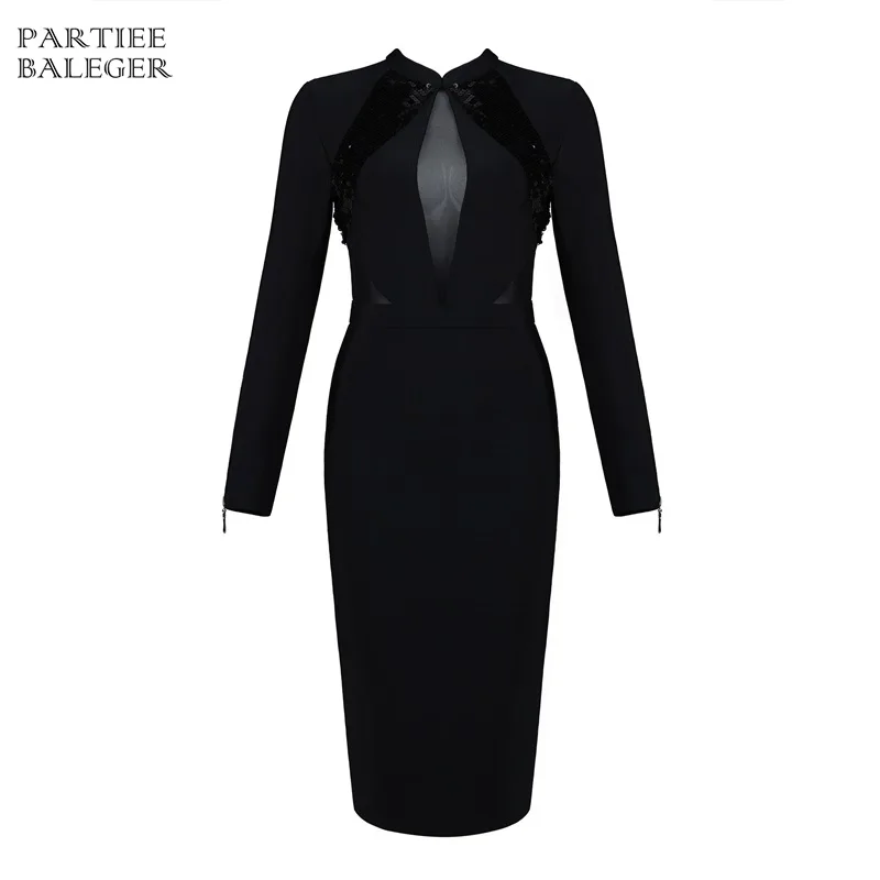 2019 Новое поступление пикантные элегантные черные блёстки Украшенные с длинными