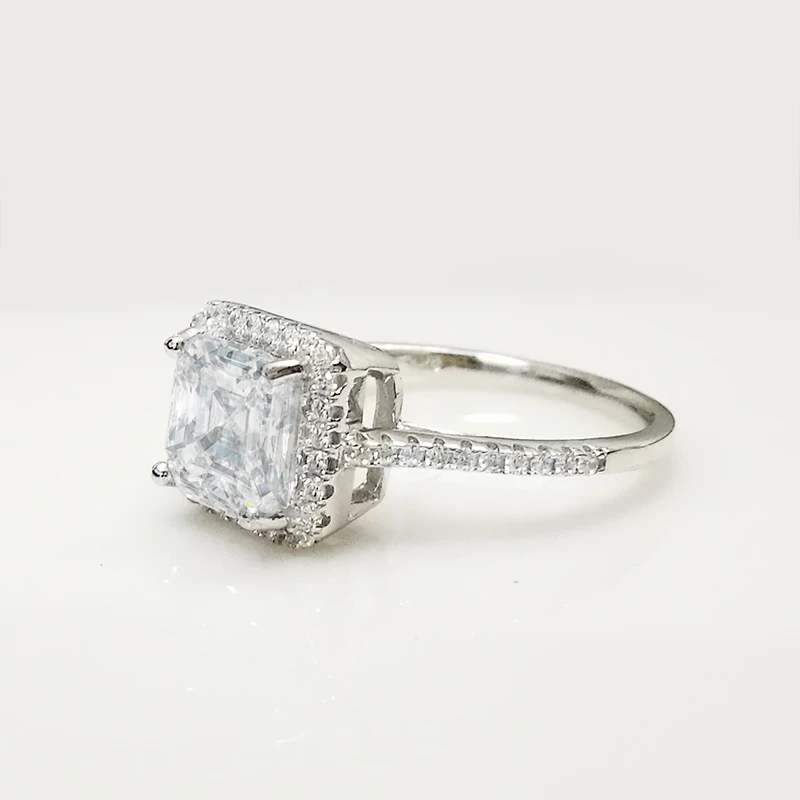 COLROFISH Роскошные Halo обручальное кольцо Asscher Cut 2 карат Sona натуральная 925 пробы серебряные ювелирные изделия женский свадебный перстень