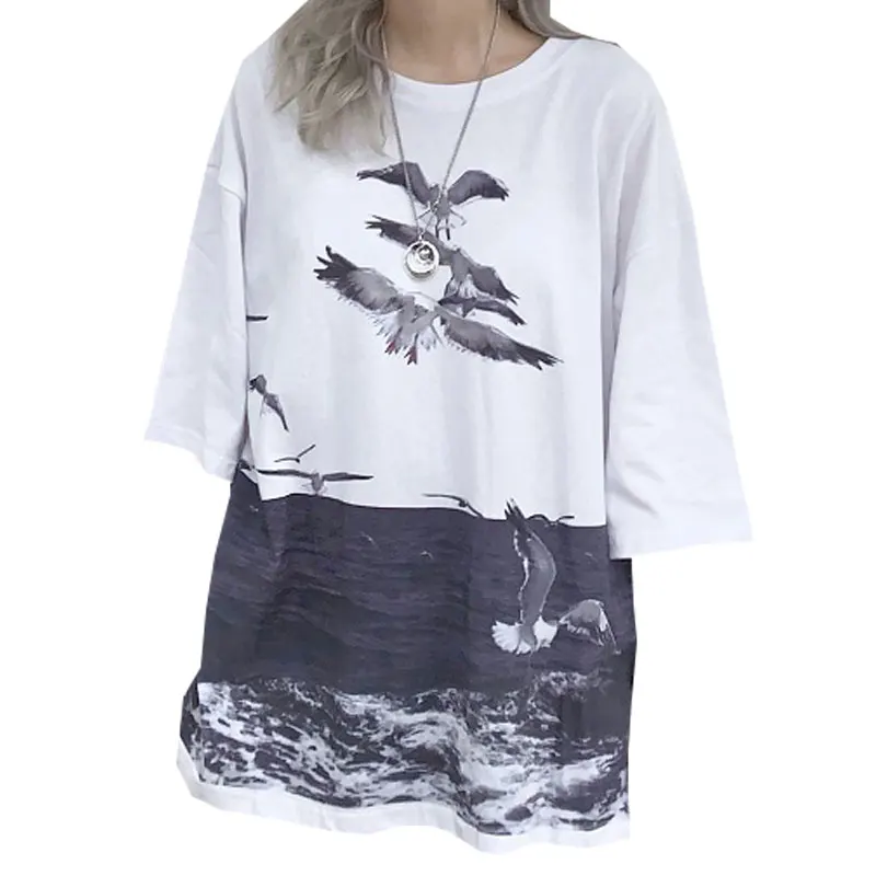 summer tops for women 2019 new vintage fashion t-shirt female Korean loose bf Harajuku short-sleeved O-Neck Tees streetwear tide | Женская