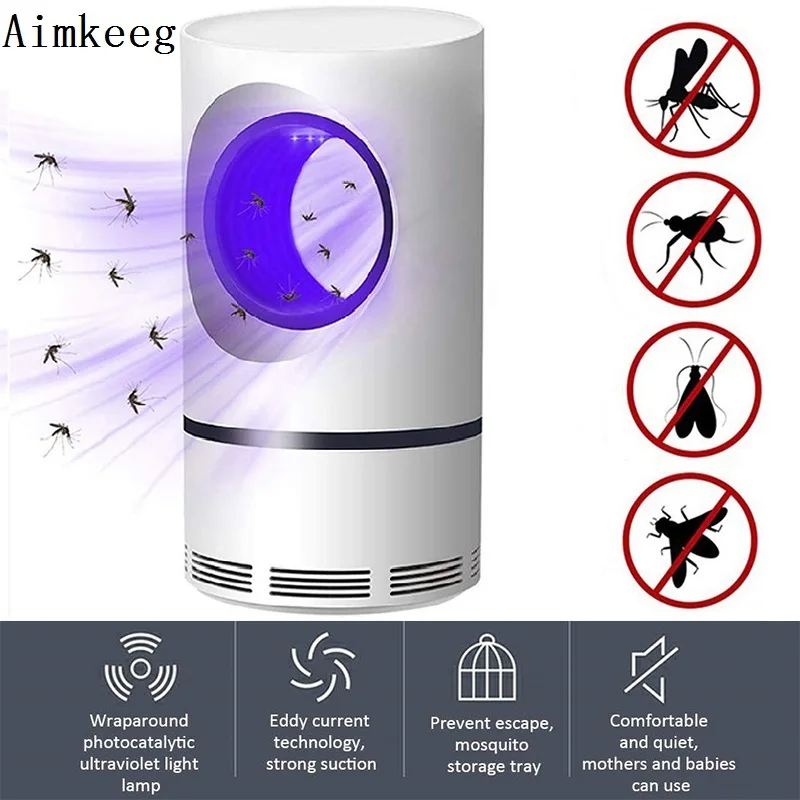 Aimkeeg ультрафиолетовая лампа от комаров, USB электронный светодиодный ночник от комаров, беззвучный домашний светодиодный светильник от насекомых