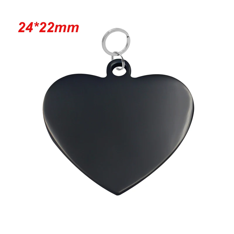 Black Heart S Бирки для домашних животных, персонализированные бирки для собак с гравировкой, ошейник для собак, подвеска, имя телефона, индивидуальная бирка для собак, кошек - Цвет: Black Heart S