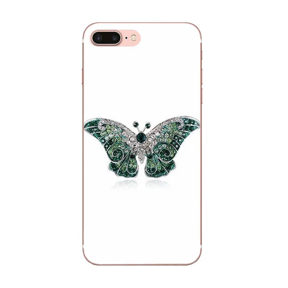 Мягкая защитная пленка из ТПУ для Apple iPhone 4 4S 5 5C 5S SE 6 6S 7 8 Plus X XS Max XR зеленые бабочки