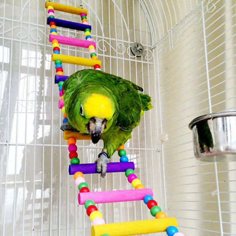 Parrot Climbing Ladder Wooden Swing Bridge Bird Cage Hanging Toy Parrot Hammock Bird Toy Handicraft Pet Supplies Decoration