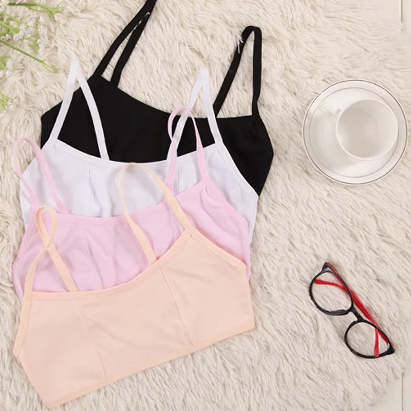 2pcs Children Young teenage girl underwear cotton soft breathable bras for teens puberty girls small kids training bra student | Детская