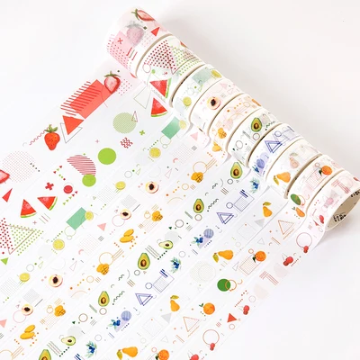 

10 rolls/set fresh fruits lemon strawberry watermelon geometric washi tape DIY Planner diary scrapbooking masking tape escolar