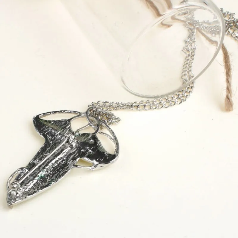 2018 Хоббит Винтажный Зеленый эльфийский лист массивное ожерелье кулон булавка