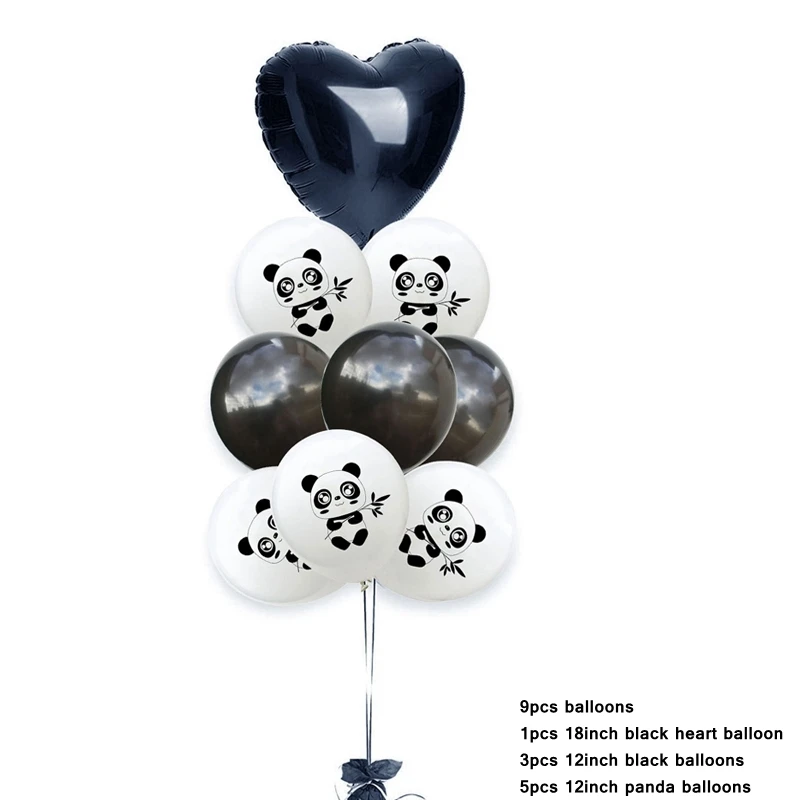 9pcs panda 2 black 1 компл. Прекрасный панда баннер с надписью гирлянда животные мультфильм шары для душа ребенка сувениры День рождения украшения Дети DIY подарок - Цвет: 9pcs panda 2 black