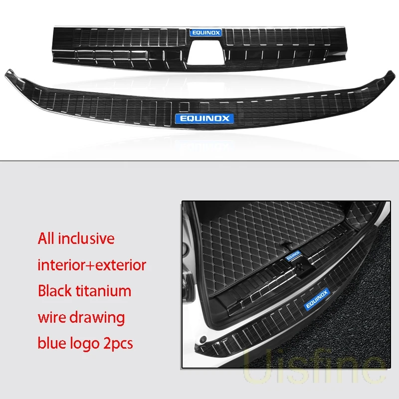 black blue logo Задняя защитная накладка для багажника из нержавеющей стали защита порога доска устойчивый к царапинам цветок для Chevrolet Equinox - Цвет: black blue logo