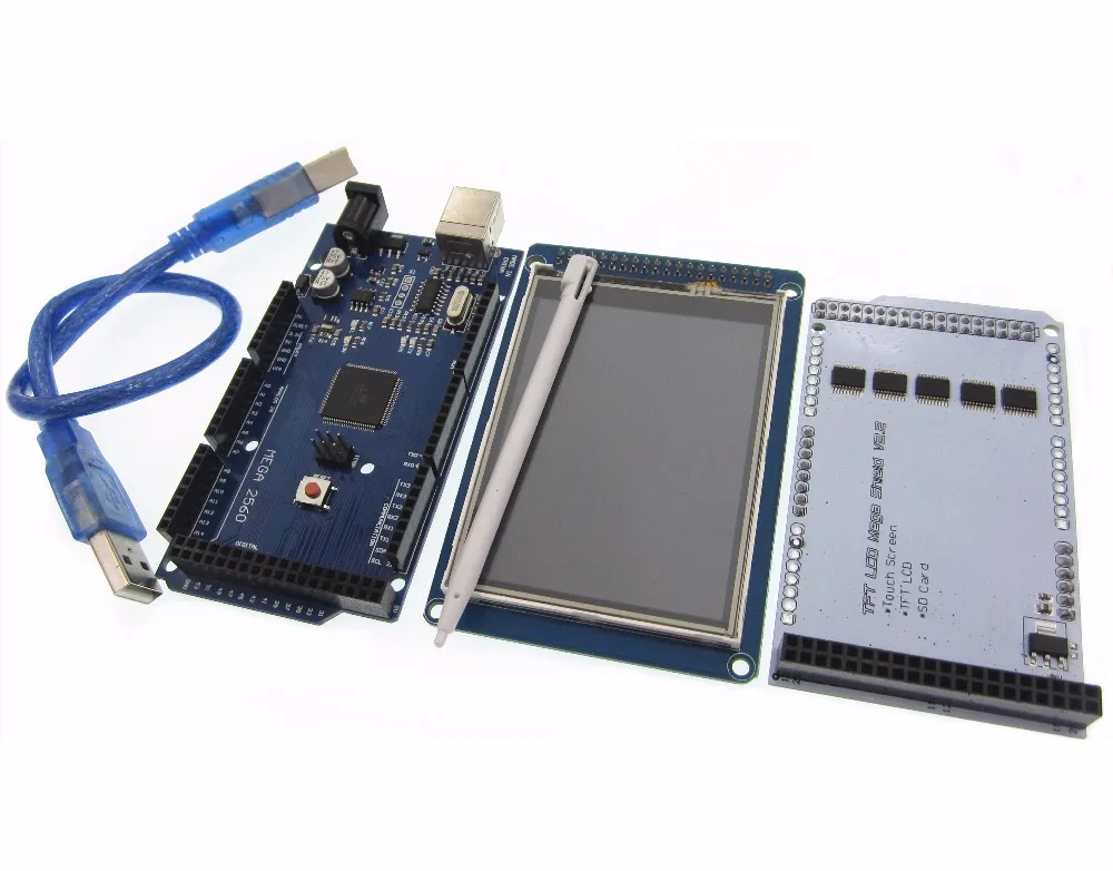 1 пара = 3 шт. сенсорный TFT ЖК экран 2 дюйма + Mega 2560 R3 с usb кабелем|Детали и аксессуары