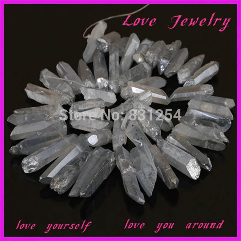 

Strand грубый натуральный Титан кварцевые точки DIY ожерелье Топ просверленные необработанные кристаллы Спайк бусины подвески