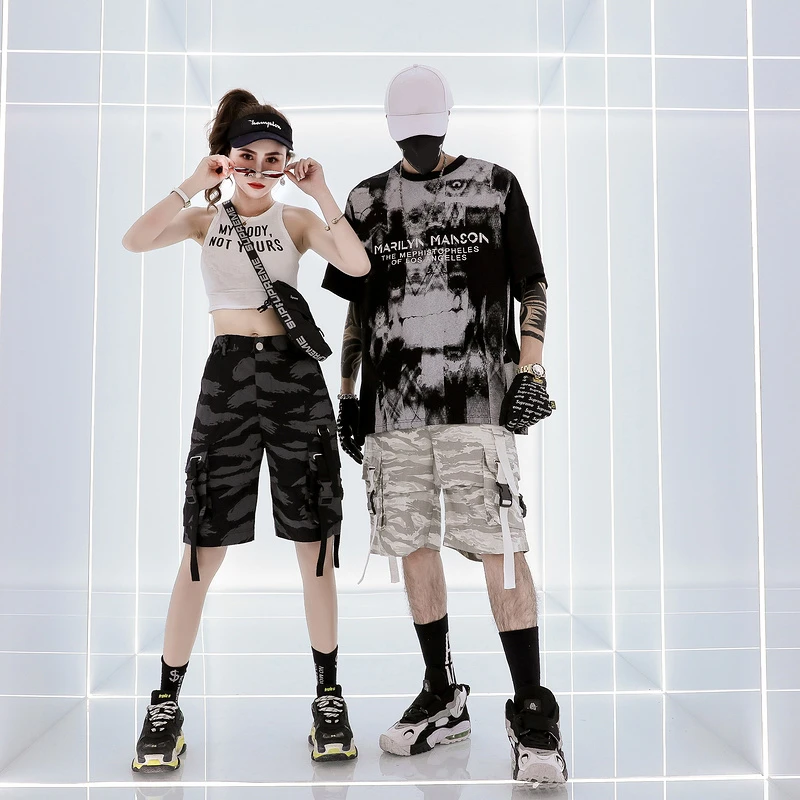 Летний High Street Camo карман подвесной ремень шорты для женщин для мужчин