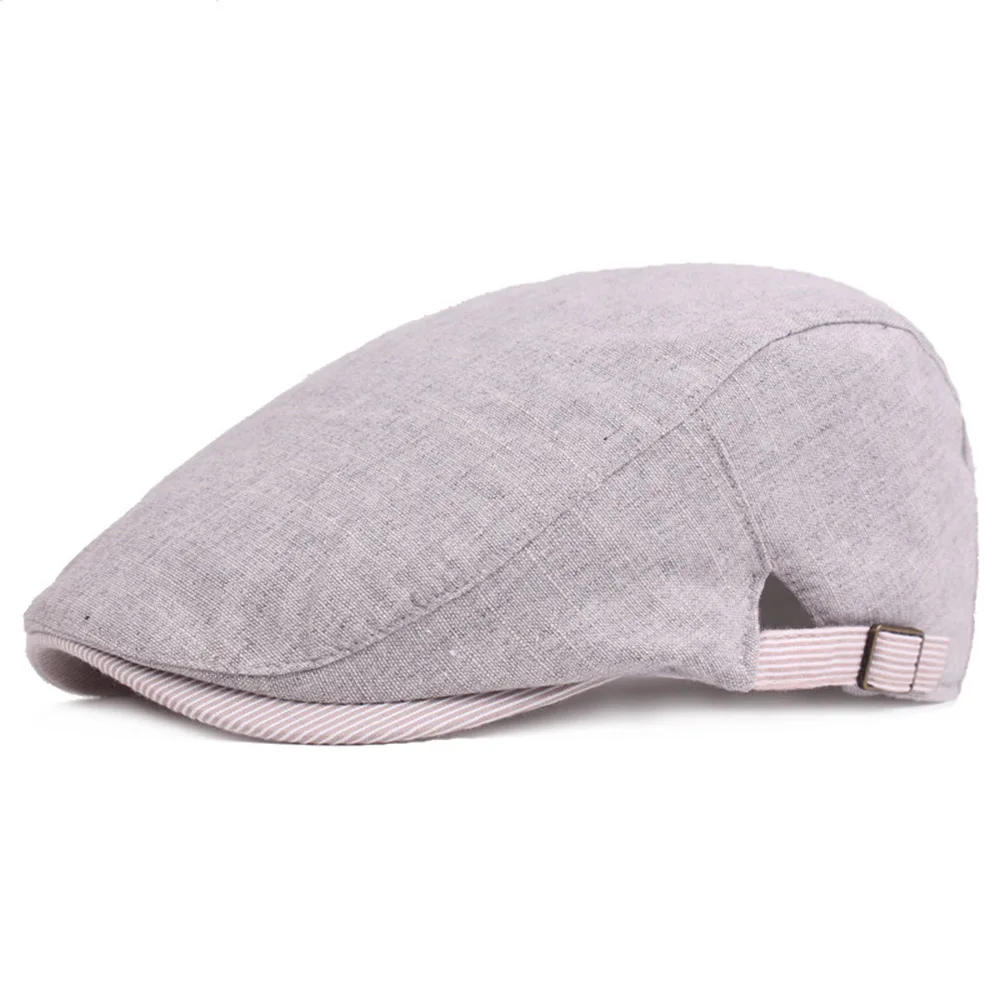 light gray Новинка, винтажные шапки-береты для мужчин, зимняя хлопковая кепка газетчика, женская классическая плоская кепка плюща, шляпа с козырьком и пряжкой - Цвет: light gray