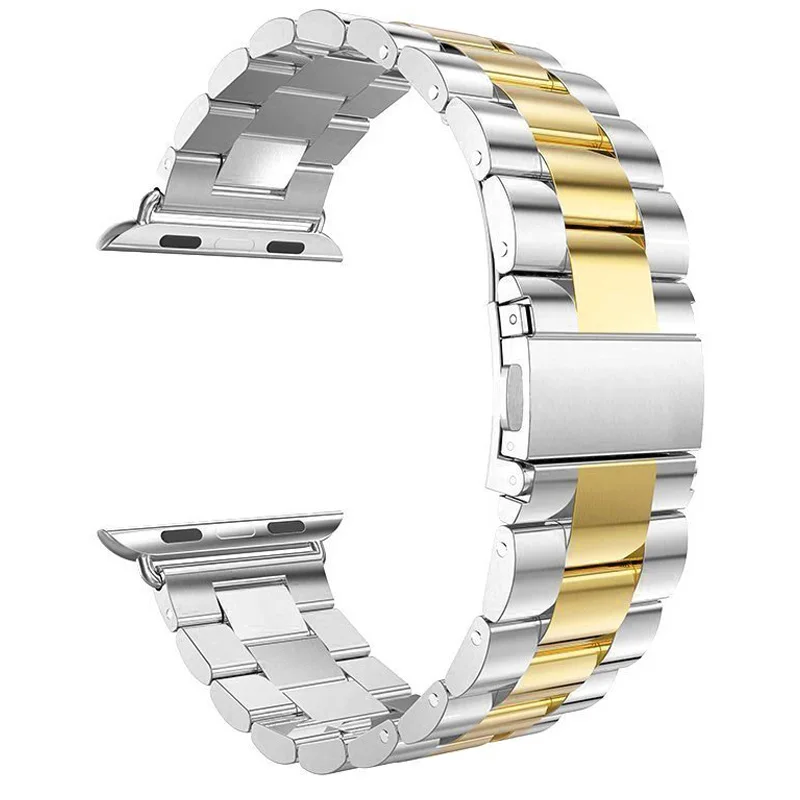 Ремешок для Apple watch Band 4 5 correa iwatch 42 мм 38 мм 3 2 44 мм 40 мм браслет из нержавеющей стали pulseira Apple watch 4 аксессуары - Цвет ремешка: silver gold