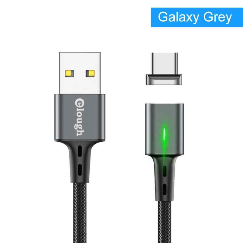 Black Cable Elough led micro usb кабель для xiaomi redmi note 5 pro зарядное устройство для телефона Магнитный кабель для iphone usb type c Магнитный зарядный кабель - Цвет: Black Cable