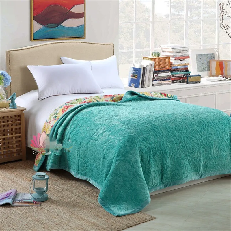 Тиснение Флисовое одеяло кристалл бархат и хлопок стеганое покрывало для