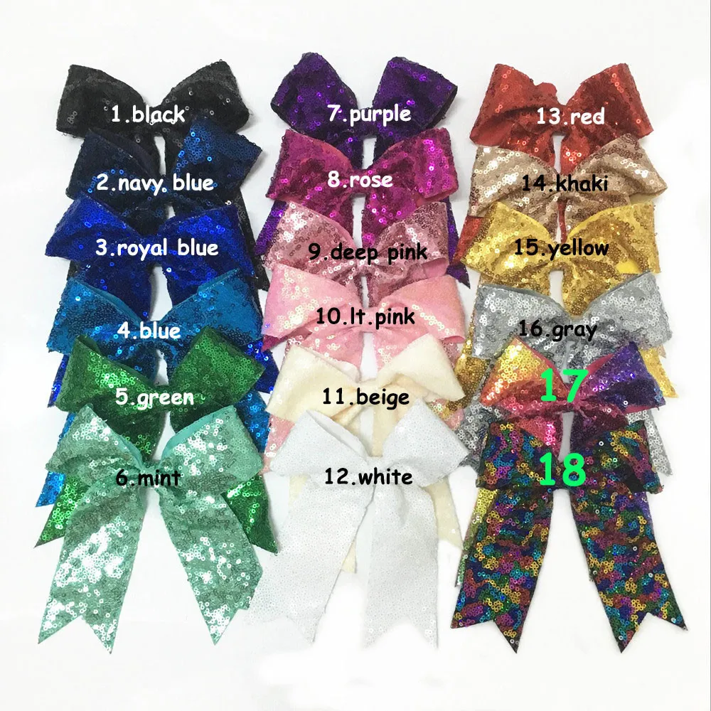 

25 pcs/lot Large Sequin Sewed Hair Bow 18 Color U Pick Sequin Bow Knot Applique Boutique hair accessories