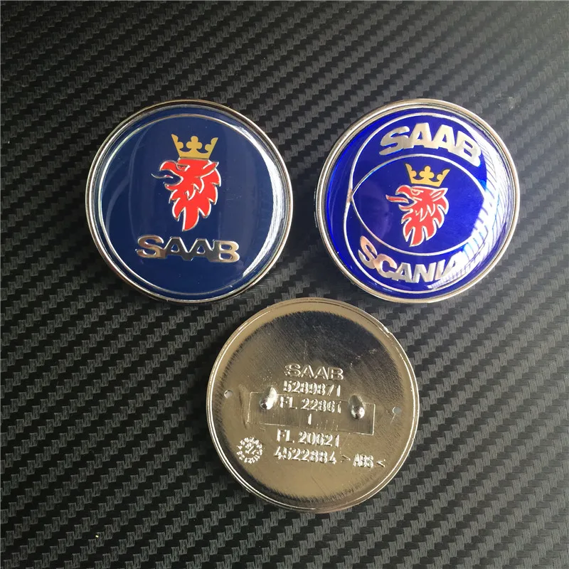 Insignia de capó delantero para coche SAAB SCANIA, emblema de logotipo automático, 2 pines, 50mm, 5289871, 4522884, 10 Uds.
