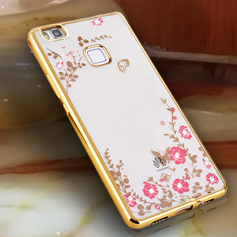 Роскошный Золотой Мягкий чехол для телефона с цветком и бриллиантами прозрачный