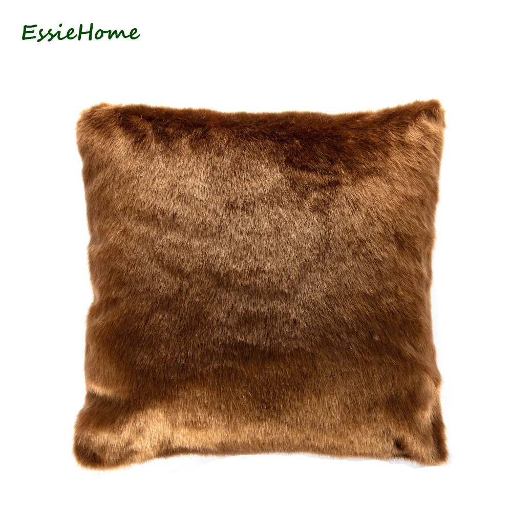 ESSIE HOME Double Side Imitation Fox Fur Pillow Case Cushion Cover Soft Red Brown Faux | Дом и сад