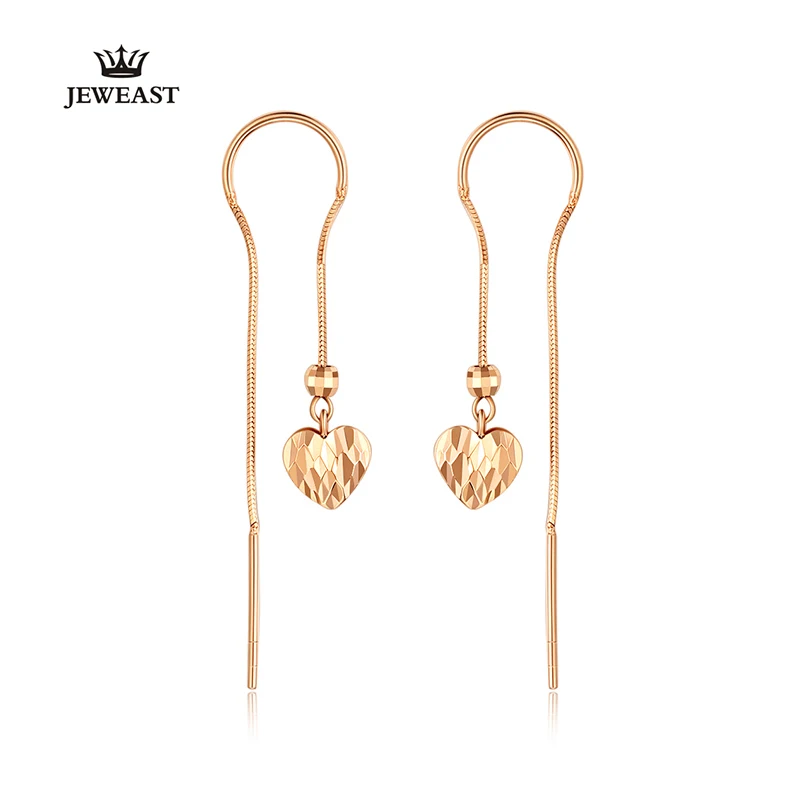 

18K Pure Gold Earring Real AU750 Solid Gold Earrings Elegant Heart Upscale Trendy Classic Party Fine Jewelry Hot Sell New 2020