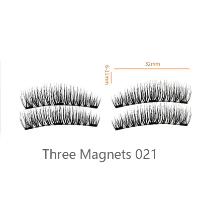Three Magnets 021 Магнитные ресницы с 3 магнитами ручной работы 3D Магнитные ресницы натуральный накладные магнит для ресниц ресницы с подарочной коробкой для макияжа - Цвет: Three Magnets 021