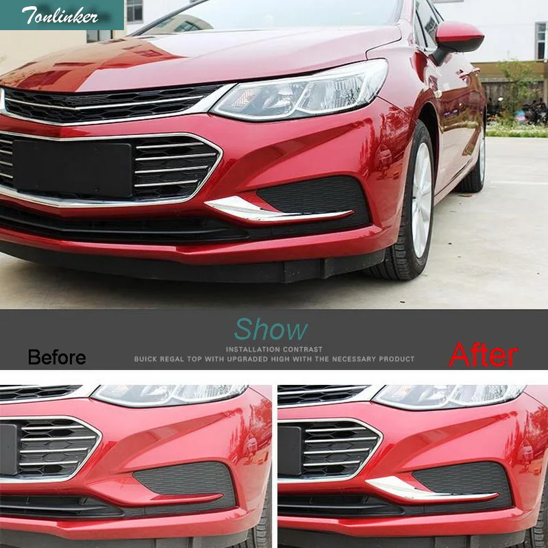 Tonlinker чехол, наклейки для Chevrolet Cruze, 2 шт., сделай сам, автомобильный Стайлинг, АБС ХРОМ, передний противотуманный светильник, наклейки, аксессуары