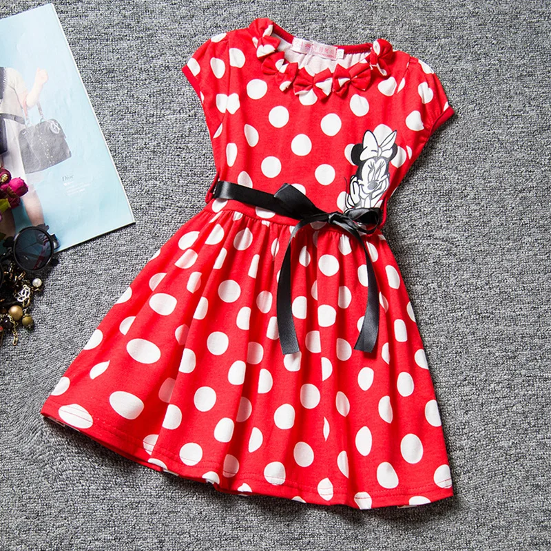 girls minnie dress for birthday party christmas dot cartoon mouse cotton kids frocks toddler clothing 6Y baby girl clothes | Детская