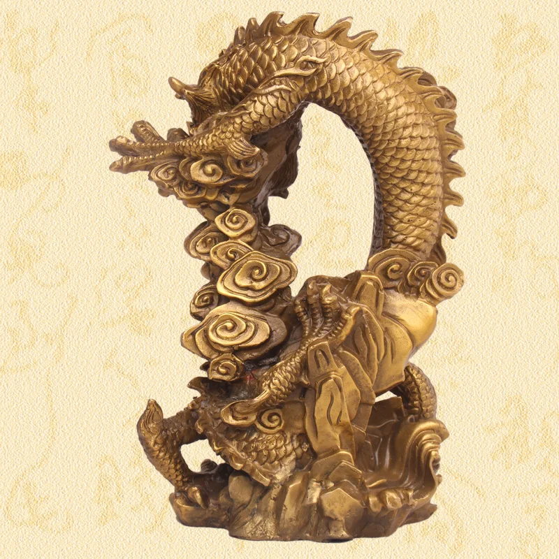Медь украшения Бронзовый Дракон Жемчуг Дракона плевать воды Мисах Wangcai злодей