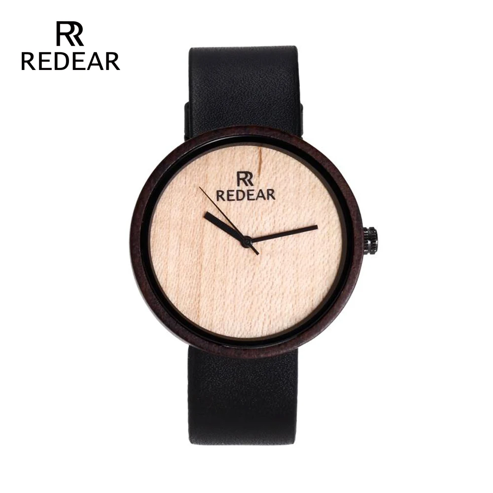 REDEAR Лидер продаж Для женщин часы моды Ebony деревянные наручные с ремешком из