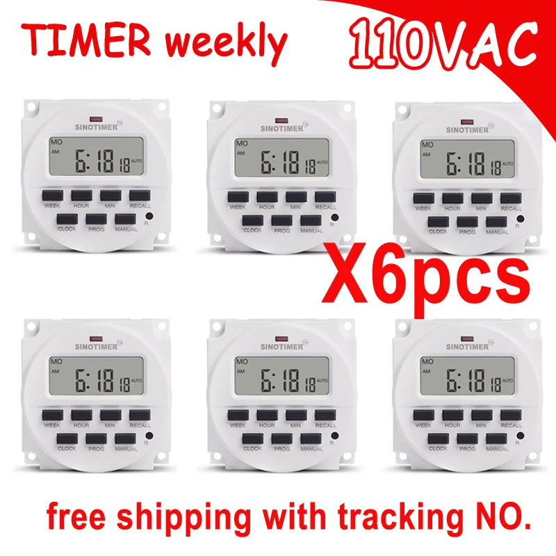 SINOTIMER 7 дней цифровой программируемый 110V 120V AC таймер реле времени для контроля времени