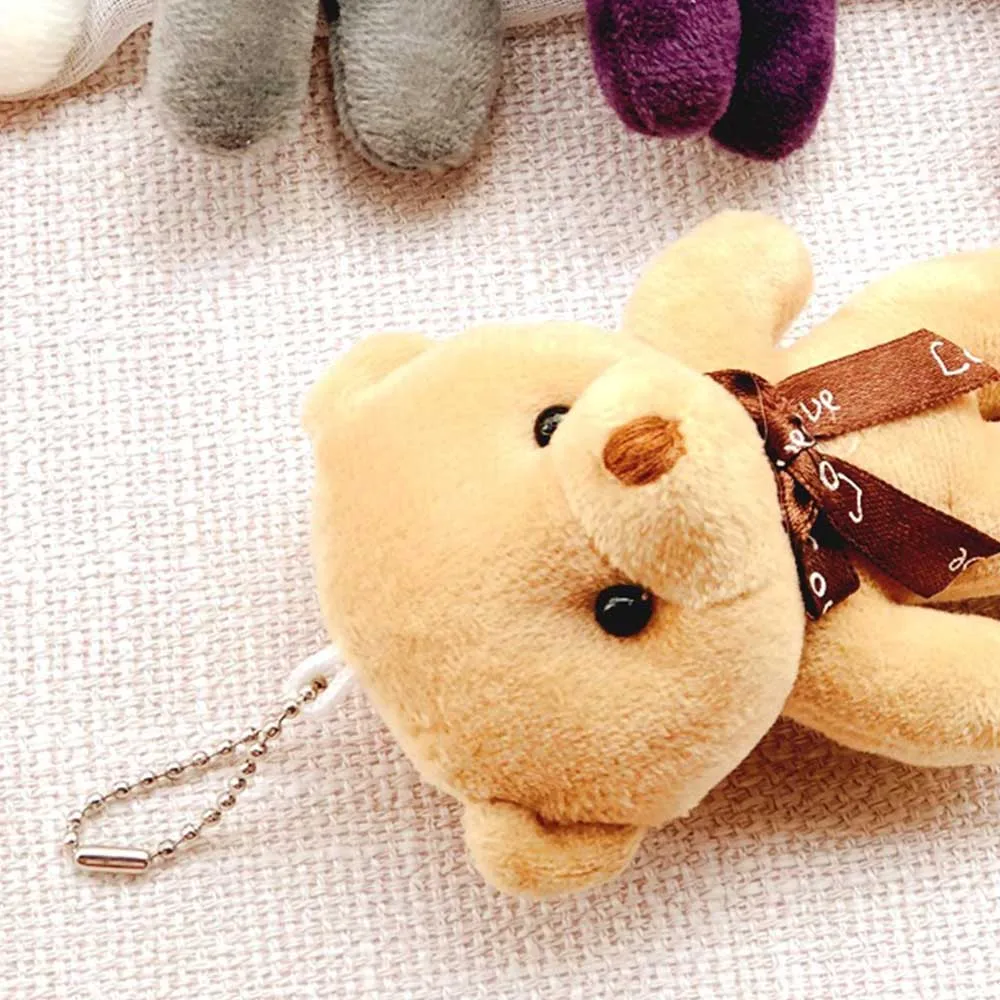 

Mini 6 Colors Kawaii 12CM Joint Bear Plush Stuffed Toy Doll for Wedding Party DIY Flower Bouquet Decoration Doll