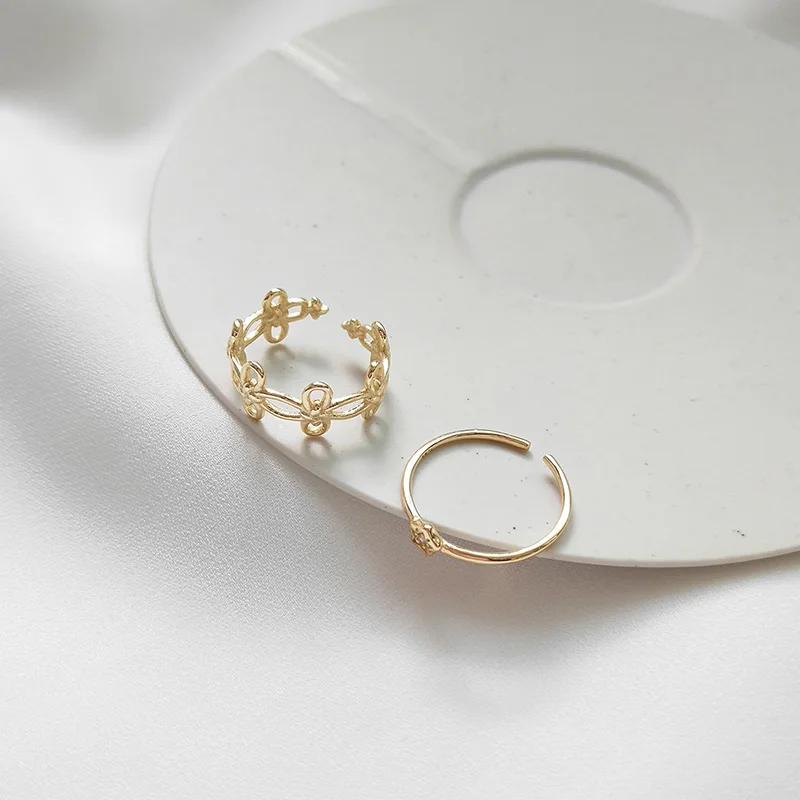 WTLTC золотые цветные крошечная звезда стек кольца для женщин полые цветочные с