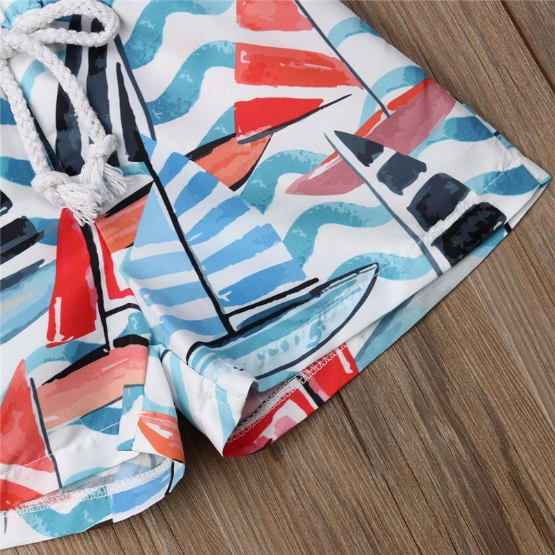 Шорты пляжные для мальчиков гавайский эластичный пояс забавные короткие штаны