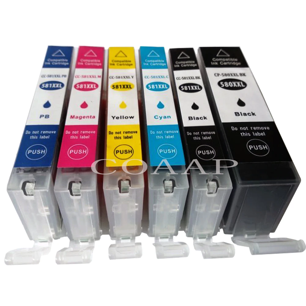 

6 New ink cartridge compatible for CANON 580 581 PGI580XL CLI581XL for Pixma TS8150 TS8151 TS8152 Printer