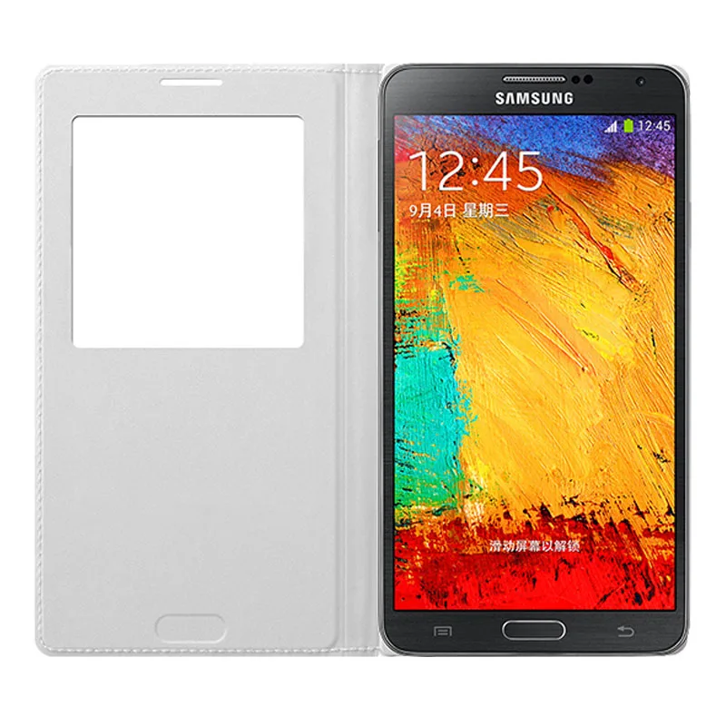 Флип-чехол с окошком для Samsung Note 3 умный кожаный чехол Galaxy n9005 N900 полная защита