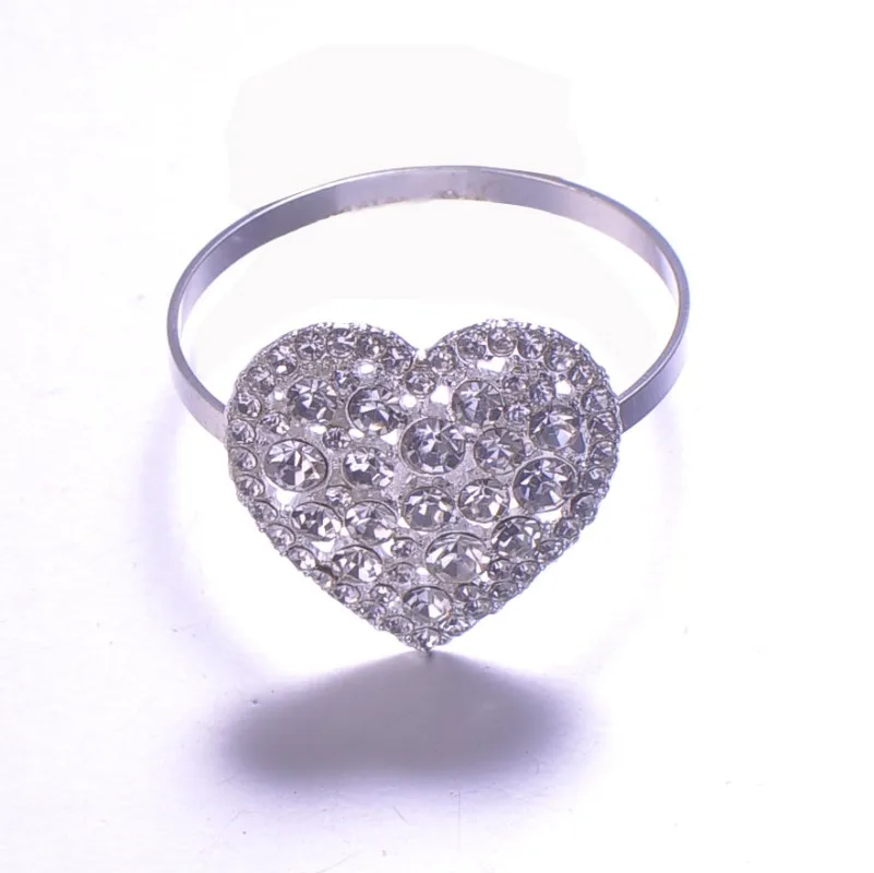 (L0419-ring) 30mmX30mm 50pcs/lot Fashion flower rhinestone napkin rings for wedding table decoration silver plating | Дом и сад