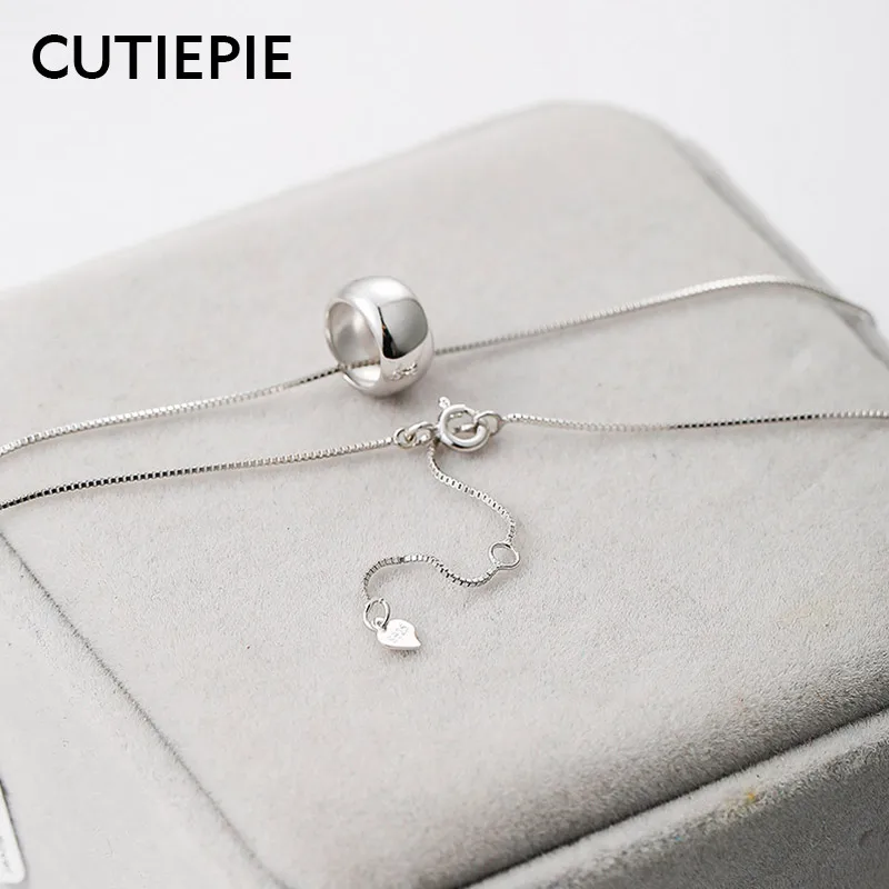 CUTIEPIE Новый настоящий 925 пробы Серебряный счастливый круг ожерелье s для женщин