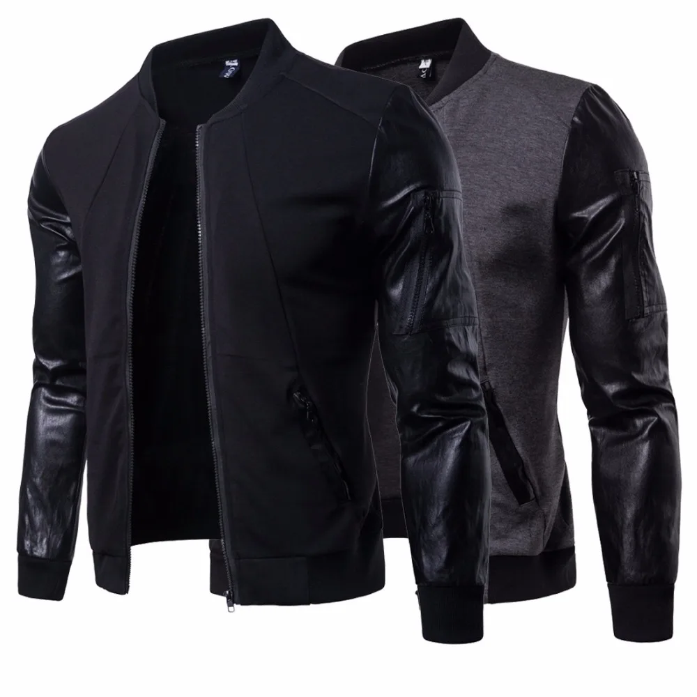 Весенние Стильные Для мужчин Модная одежда на молнии Slim Fit пилот куртка с длинным