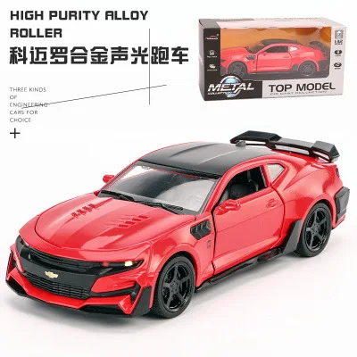 red no box Chevrolet Camaro 1:32 литая под давлением модель автомобиля звуковой светильник оттягивающийся для детей подарки на день рождения Коллекция Hot Weels - Цвет: red no box