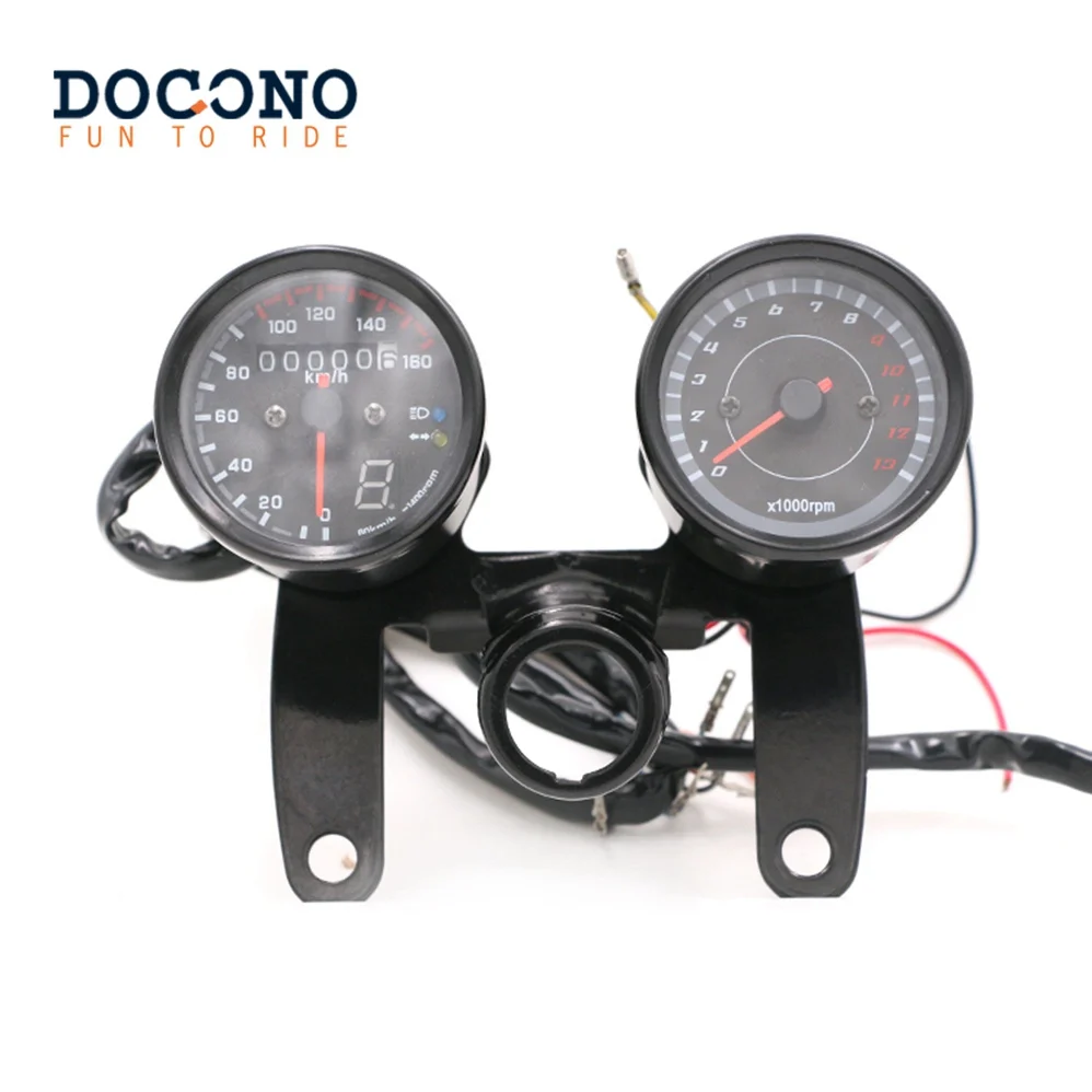 Мотоцикл черный светодиодный тахометр км/ч Спидометр Одометр датчик W/кронштейн